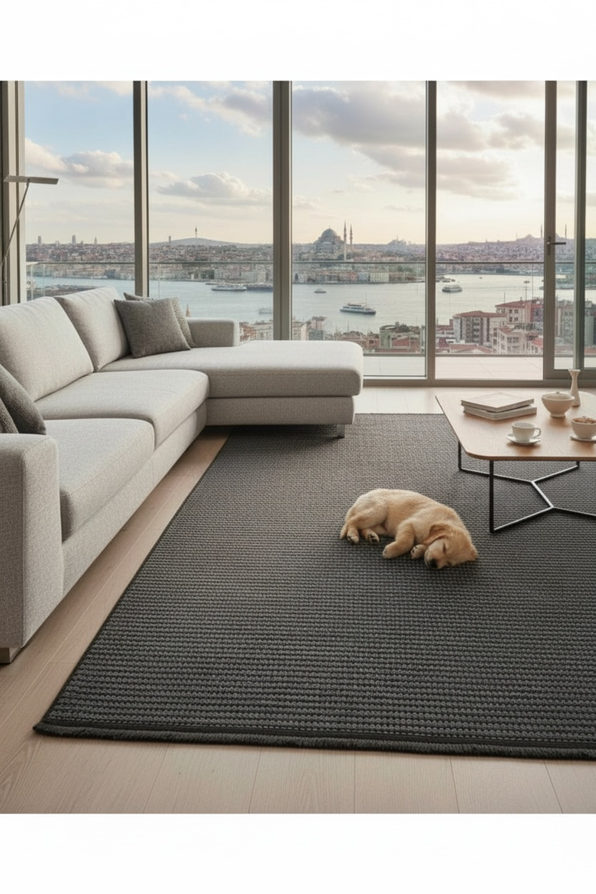 Chenille Rug Runner – Non-Slip Base – Washable Living Room & Kids & Living Room Carpet – Anthracite