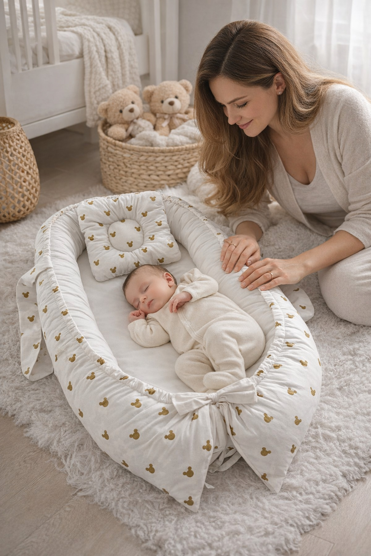 Jaju Baby Babynest Gold Tasarım Lüx Tasarım Jaju Babynest Anne Yanı Bebek Yatağı fotoğrafı 3 (önizleme)