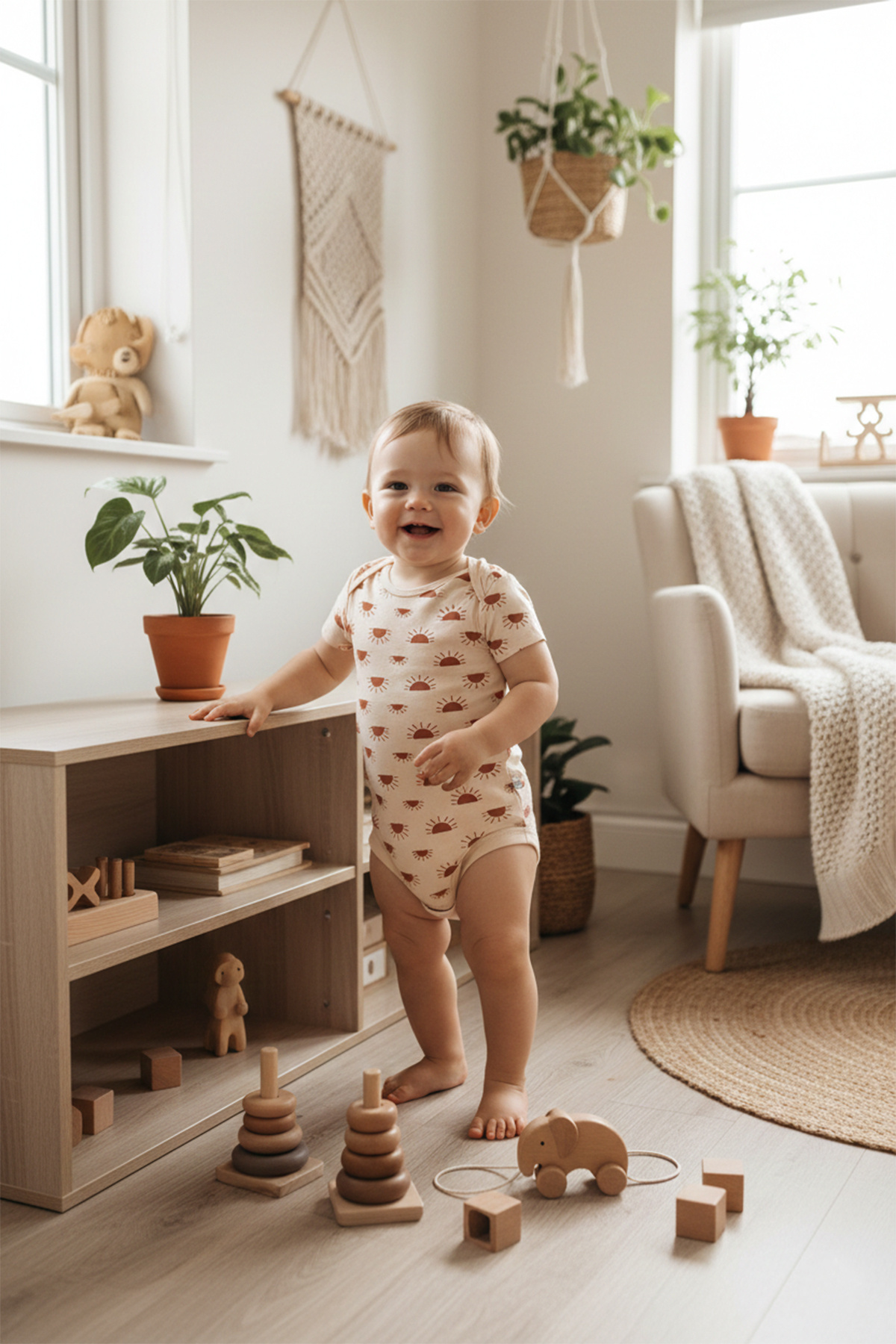 MAHFEL %100 Pamuklu 3'lü Organik Baskılı Kısa Kollu Çıtçıtlı Bebek Body Zıbın fotoğrafı 3 (önizleme)