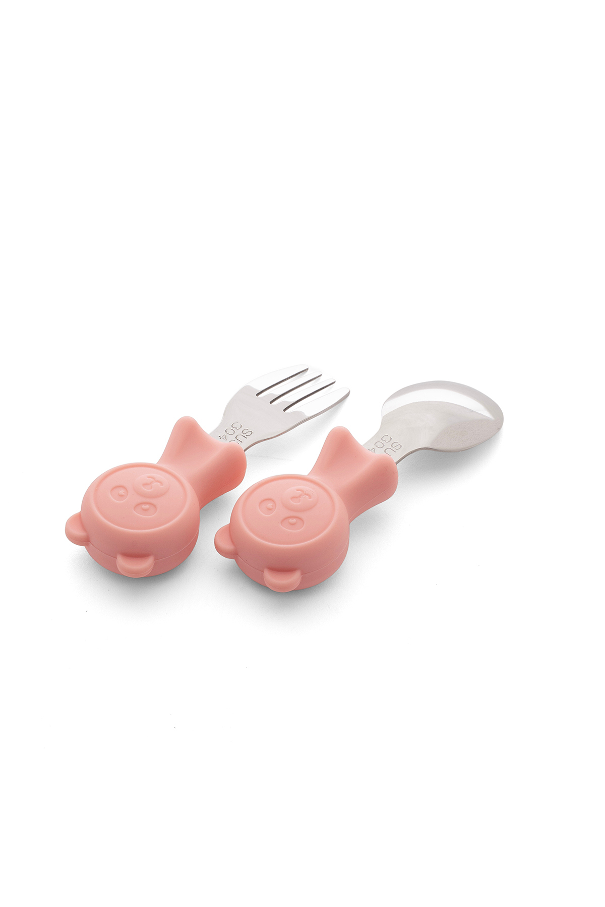 jojobebek Premium Çocuk BPA Free Kaliteli Silikon Saplı Paslanmaz Çelik Uçlu Çatal-Kaşık (PEMBE) fotoğrafı 2 (önizleme)