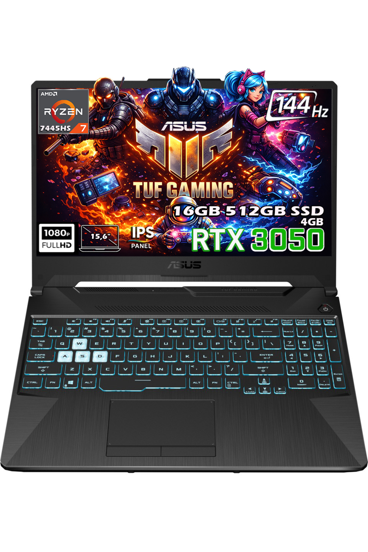 TUF Gaming A15 FA506NCG-HN206-Gaming AMD Ryzen 7 7445HS 16GB 512GB SSD RTX 3050 