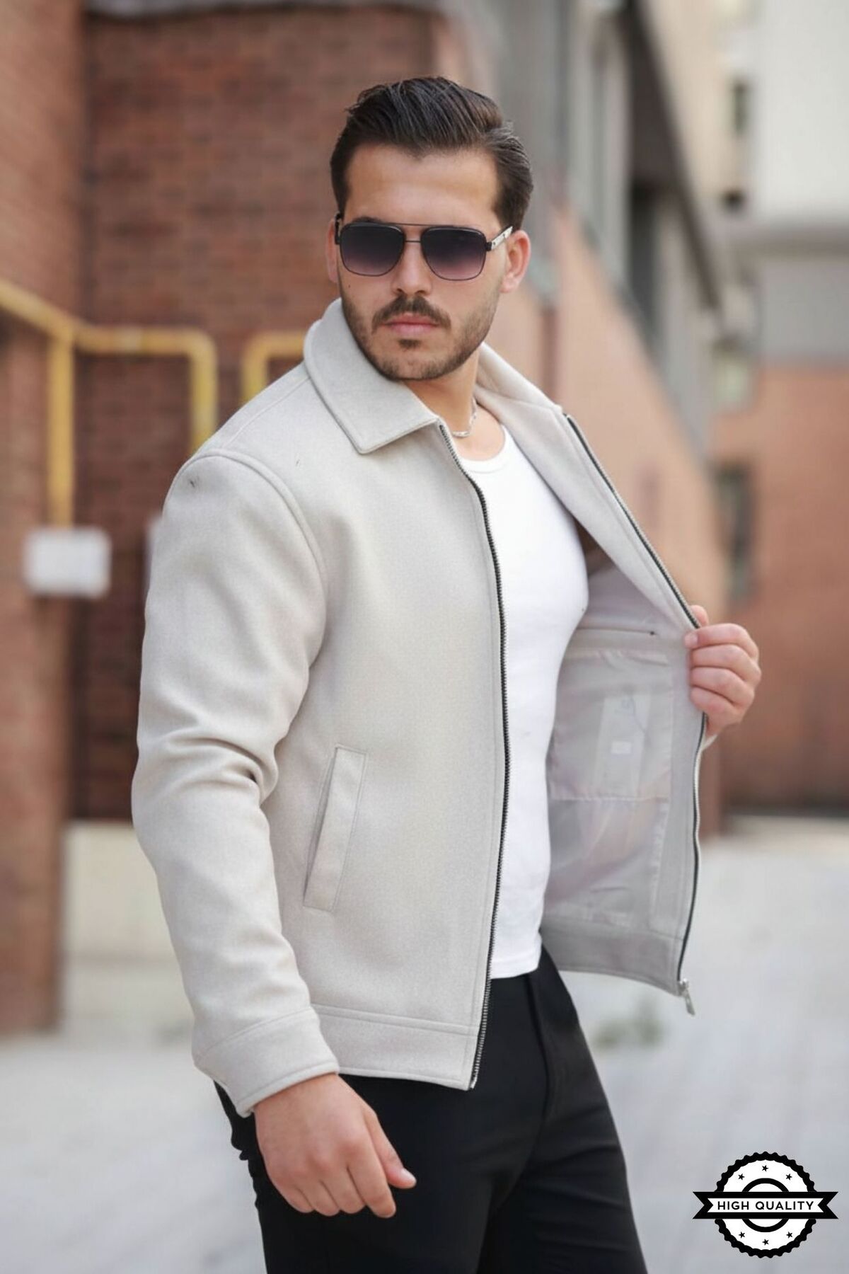 KOCCI  Yeni Sezon Soğuk Geçirmez Rahat Kesim Kışlık Erkek Kaşe Ceket Mont - Görsel 2