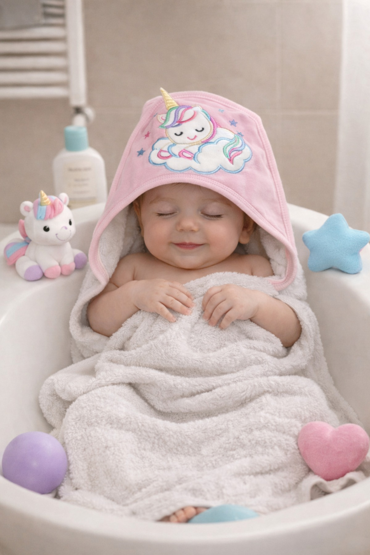Tomuycuk %100 Pamuklu Başlıklı & Nakışlı Bebek Banyo Havlusu- Yumuşak & Su Emici Bebek Havlusu- Hediyelik fotoğrafı 3 (önizleme)