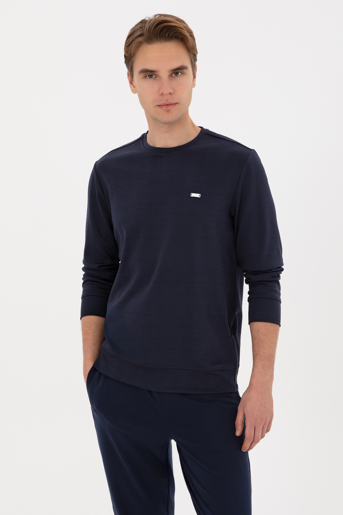 یو اس پولو سویشرت مردانه یقه گرد معمولی، سرمه‌ای، کد ۵۰۳۱۵۴۸۳-VR033