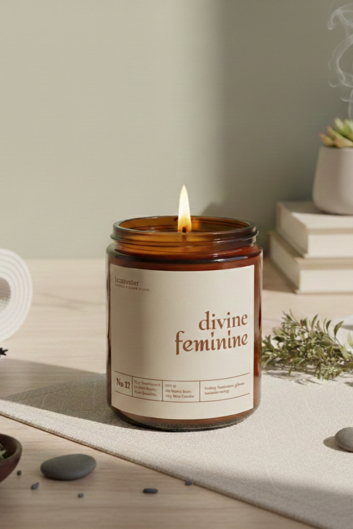 Ylang ylang, Jasmine, Vanilla Scented Candle - 100% Natural Soy Wax Amber Jar Candle - 270cc