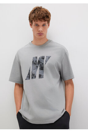 Mavi Pro Logo Baskılı Gri Tişört Loose Fit / Bol Rahat Kesim 0613083-82577