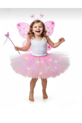 Beryka LED Işıklı Kelebek Kanat Peri Kostüm Seti | Kız Çocuk 2-10 yaş | Astar...
