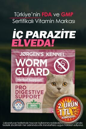 Jorgens Kennel Kedi için %100 İç Bitkisel Parazit Tableti ve Hapı 2 Tablet| B...