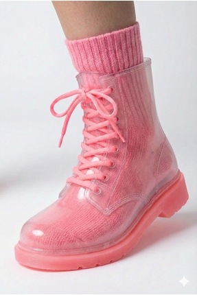 Frida Shoes Frida Kadın Şeffaf Su Geçirmez Bot 13400-pembe Taban