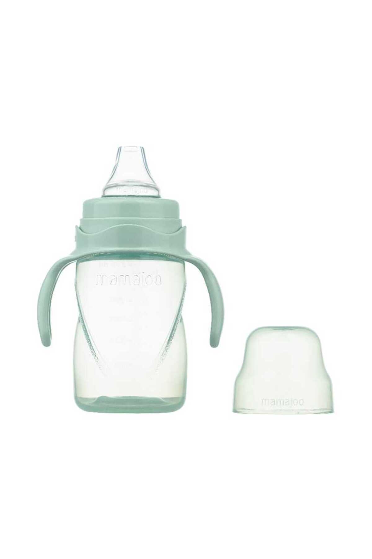 Mamajoo Antikolik Akıtmaz Alıştırma Bardağı 270 ml & İkili Ergonmik Beslenme Kaşığı - Powder Green fotoğrafı 4 (önizleme)