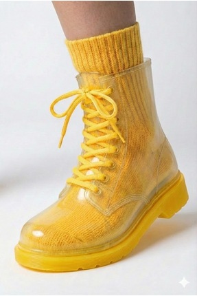 Frida Shoes Frida Kadın Şeffaf Su Geçirmez Bot 13400-sarı Taban