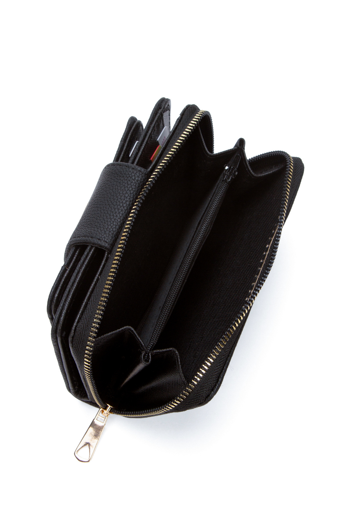 Newish Polo  Kadın Siyah Fermuarlı Cüzdan Deri Görünümlü Kartlık Bölmeli Büyük Boy Şık El Cüzdanı - Görsel 4
