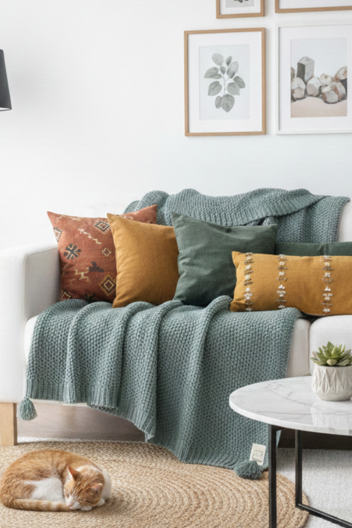 Coco Brass Knit Knitwear Tv Blanket Throw Sea Green Knitted Seat Shawl Pompom