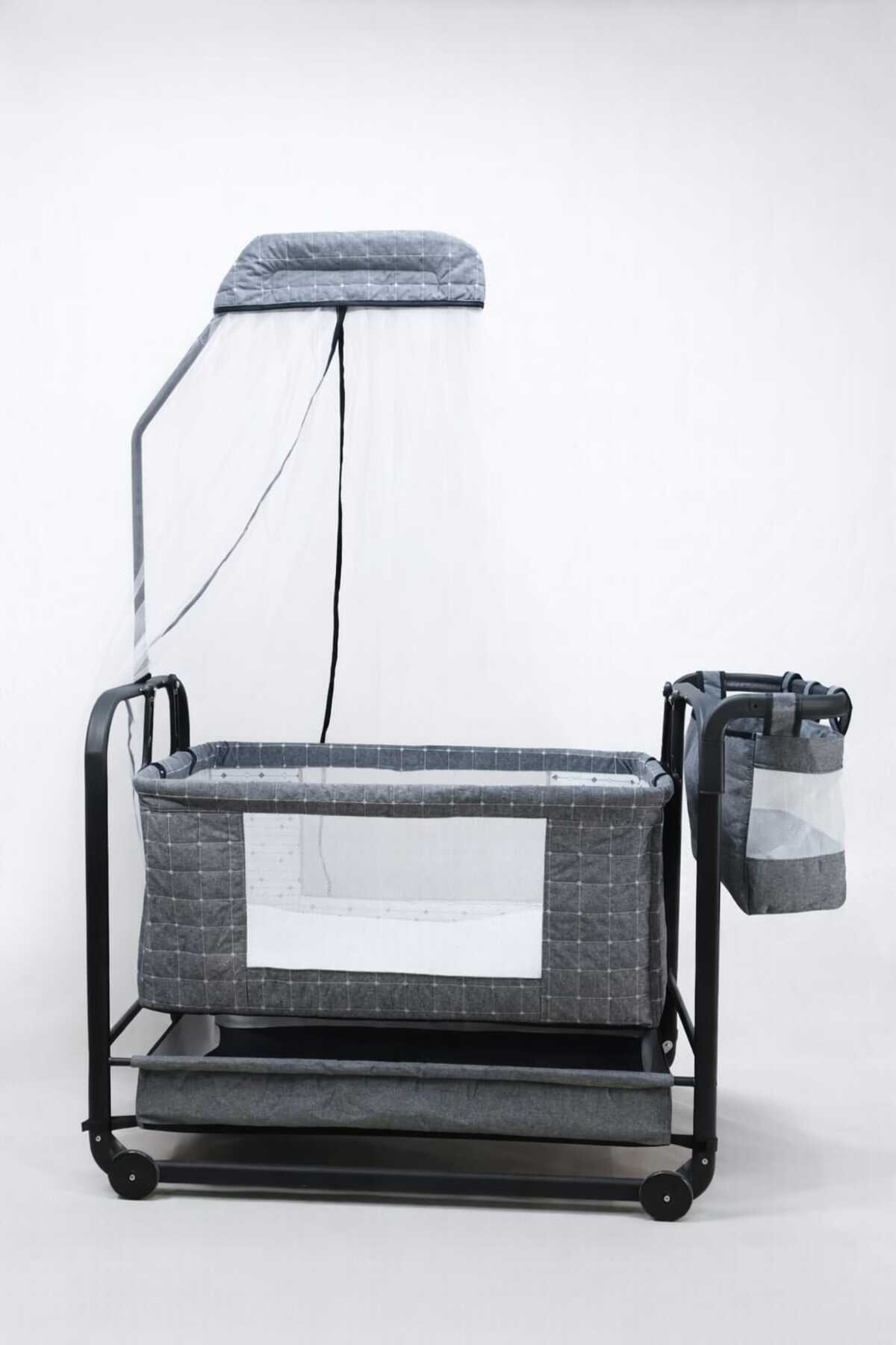 Bebelovv Anne Yanı Sallanabilir Bebek Beşiği Portatif Hamak Sepet Beşik Safir fotoğrafı 4 (önizleme)