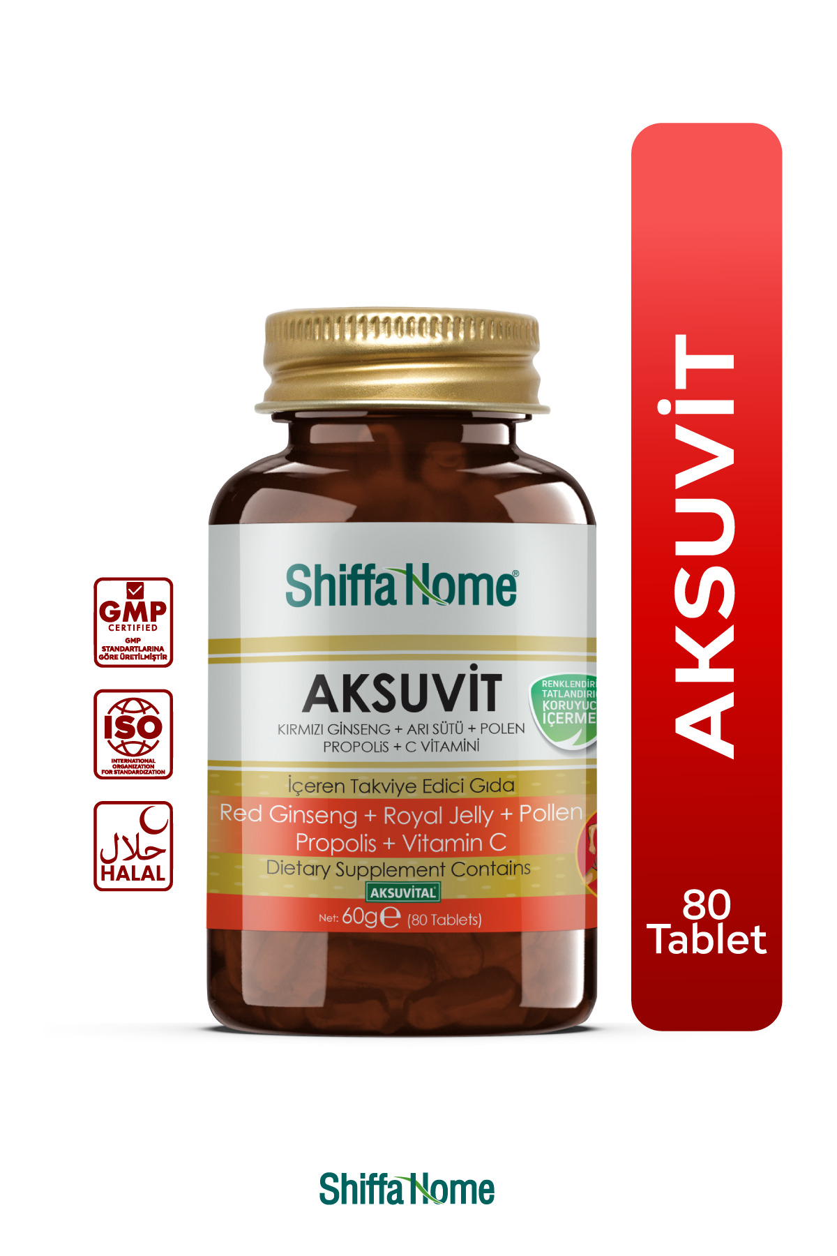 Shiffa Home Aksuvit Ginseng Arı Sütü Polen Propolis C Vitamini 80