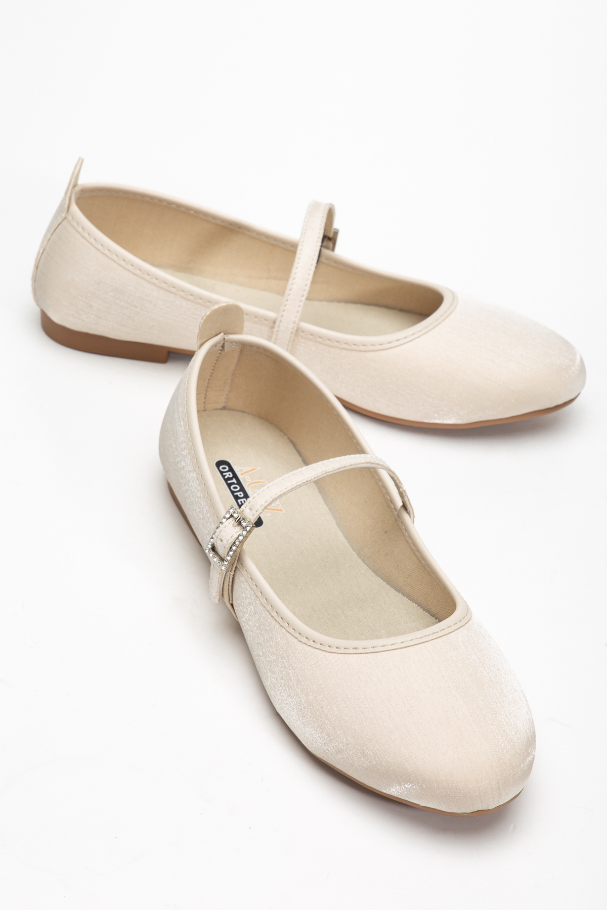 ACMZ SHOES  Saten Kadın Babet Ortopedik Taban Yuvarlak Burun Balerin Ayakkabı - Görsel 7