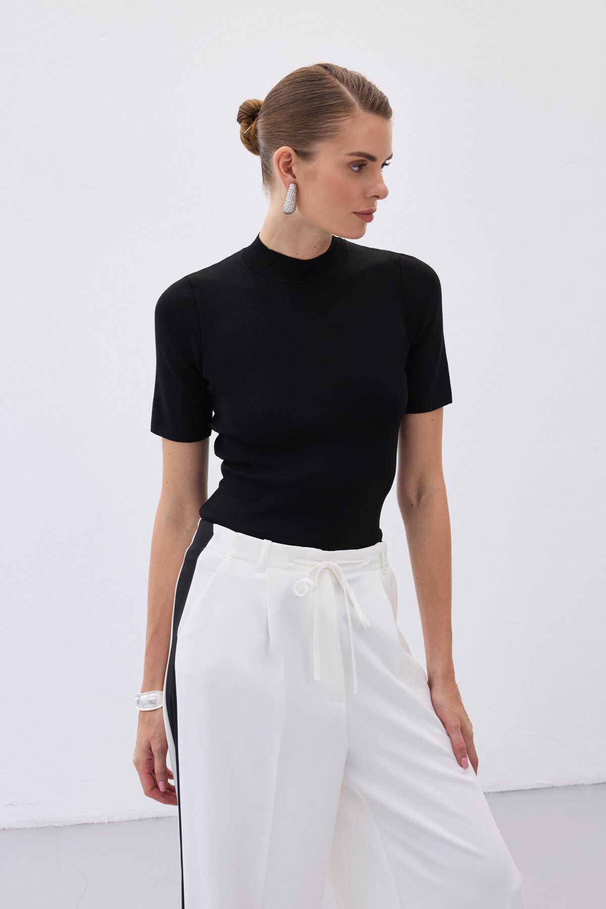 Sateen  Yarım Balıkçı Triko - Siyah - Görsel 3