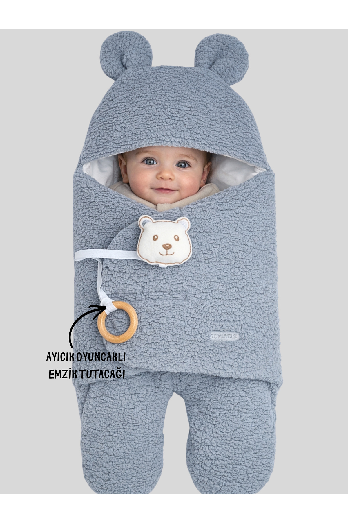 Tomuycuk Welsoft Pelüş Bebek Kundak Battaniyesi Ayaklı Uyku Tulumu | Kışlık Kalın Mont | 0-12 Ay Yenidoğan fotoğrafı 4 (önizleme)