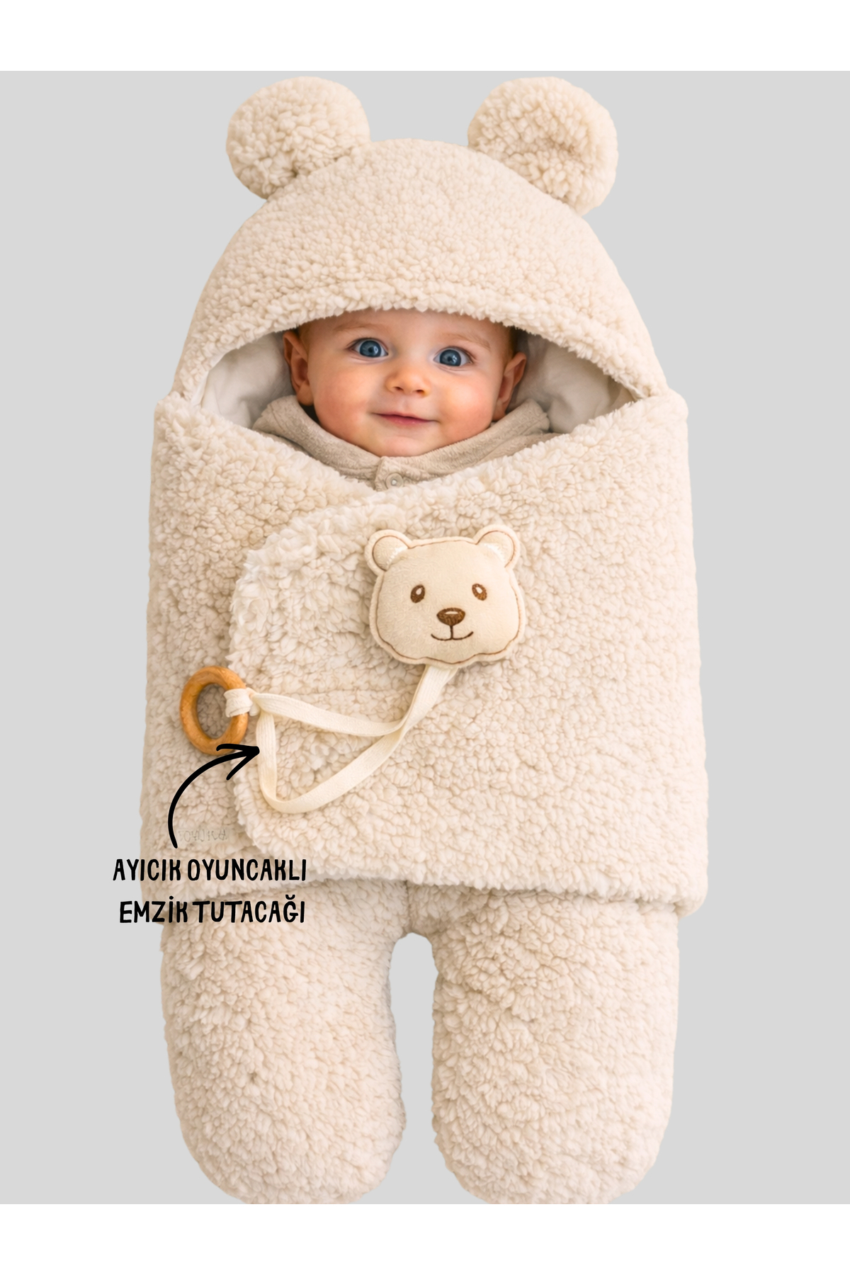 Tomuycuk Welsoft Pelüş Bebek Kundak Battaniyesi Ayaklı Uyku Tulumu | Kışlık Kalın Mont | 0-12 Ay Yenidoğan fotoğrafı 4 (önizleme)
