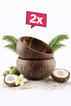 Kuru Yeşil Hindistan Cevizi Kasesi – 2 Adet – Smooth – Jumbo - El Yapımı – Do...