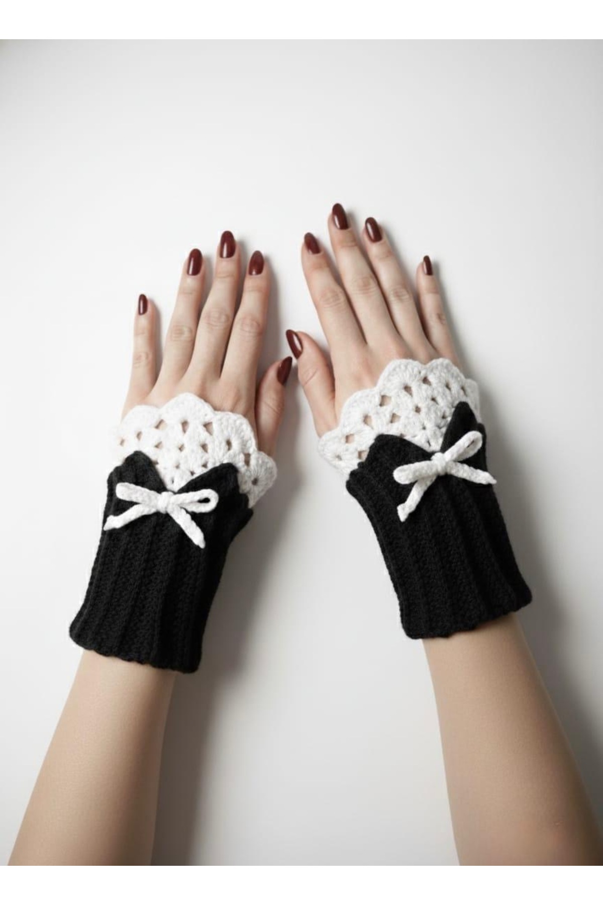 İLKCET MODA  Victoria Tarzı Vintage Parmaksız Örgü Eldiven - Görsel 2