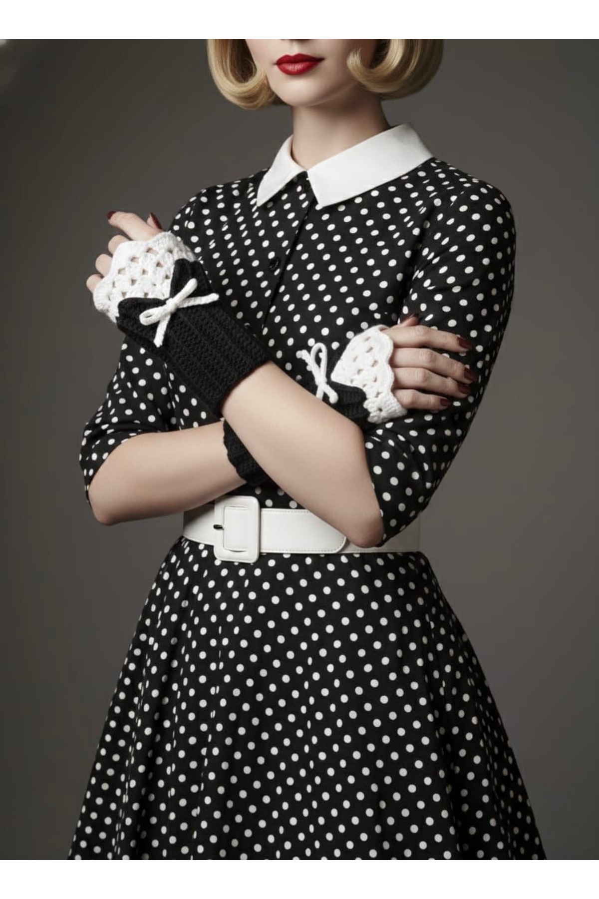 İLKCET MODA  Victoria Tarzı Vintage Parmaksız Örgü Eldiven - Görsel 5