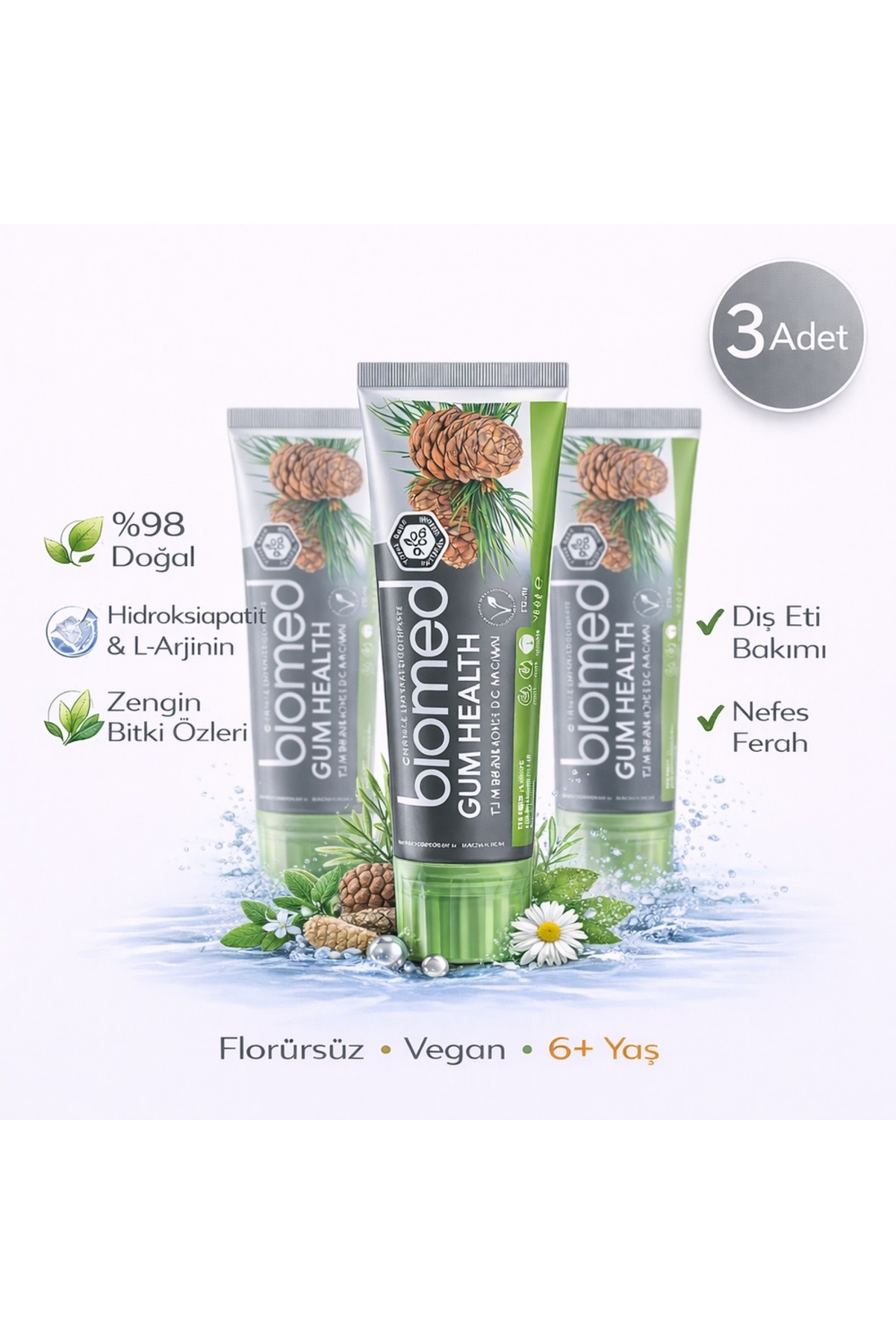 Biomed Gum Health Diş Eti Bakım Koruma Diş Macunu Doğal Bitkisel Florürsüz Vegan 3 Adet - Fiyatı, Yorumları