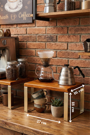 Myend Ahşap Dolap İçi Düzenleyici Raf, Metal Ayaklı Mutfak Banyo Tezgah Üstü ...