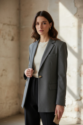 the blazer obsessed Kadın Siyah Beyaz Çizgili Gold Düğmeli Blazer Ceket