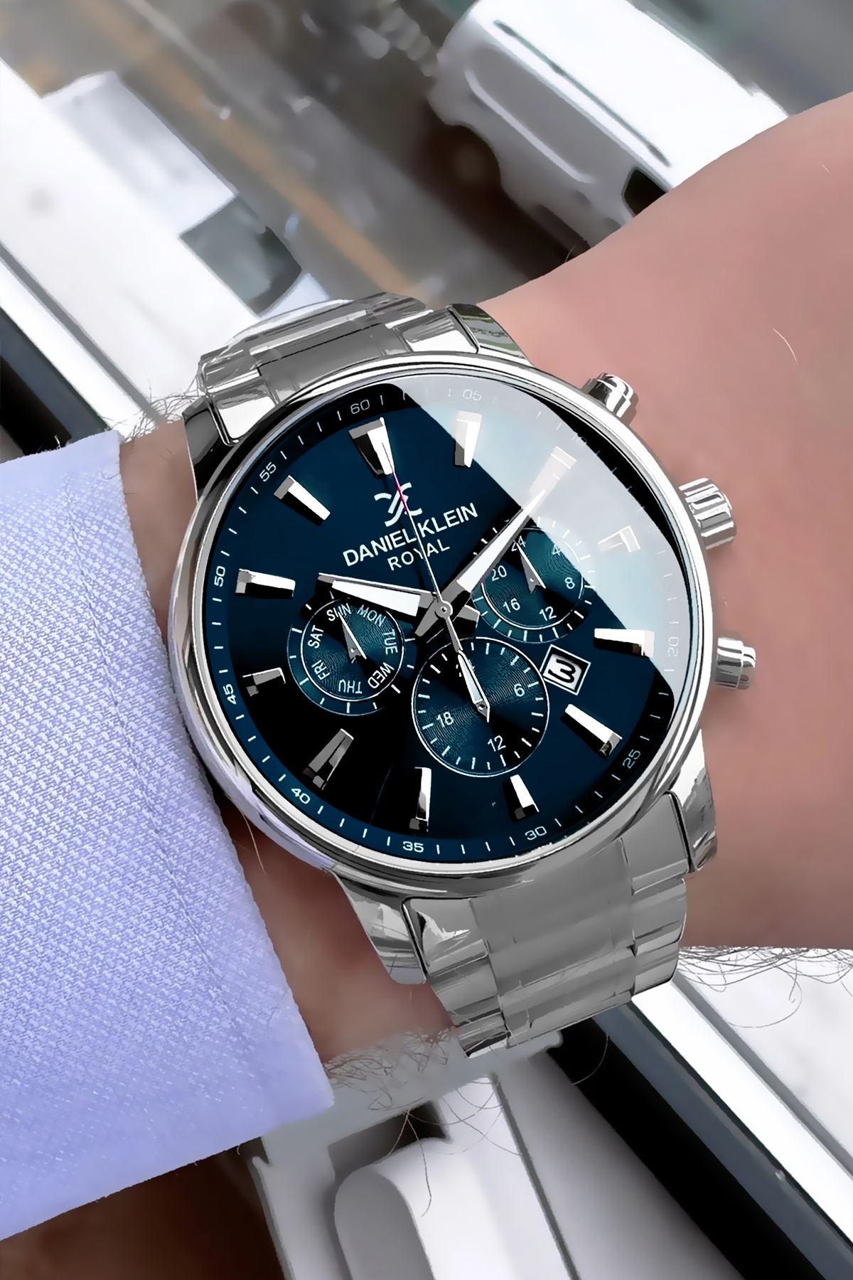 Daniel Klein  Hediyelik Orijinal Takvimli Erkek Kol Saati 3 Atm Su Geçirmez Gumus Renk Çelik Kordon Dke2028c3 - Görsel 6