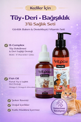 vitpaw Kedi Tüy Ve Deri Sağlığı Seti Tüy Dökülmesi Engelleyici (BİOTİN, ÇİNKO...