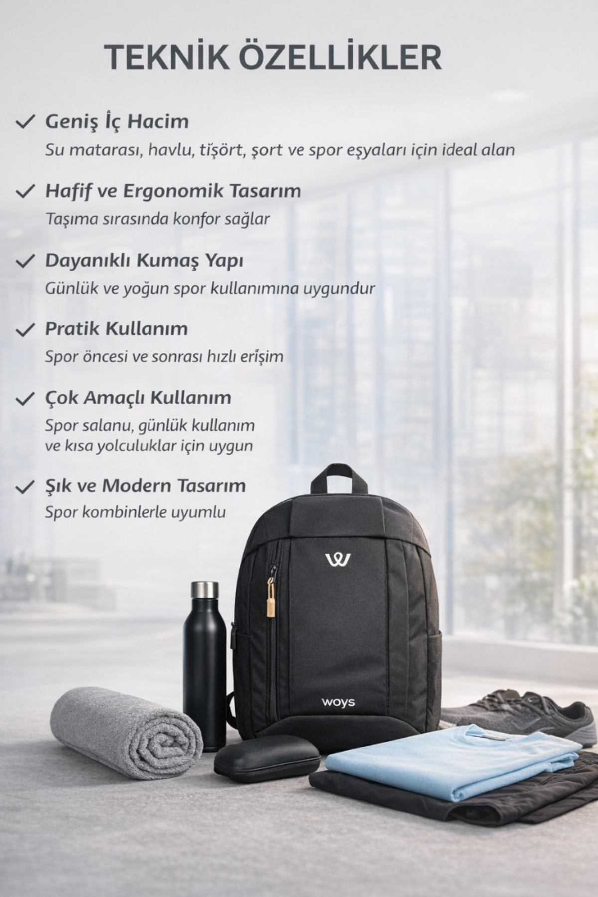 woys Siyah Mini Sırt Çantası | Günlük Kullanım & Yürüyüş | 10 Litre | Unisex fotoğrafı 7 (önizleme)