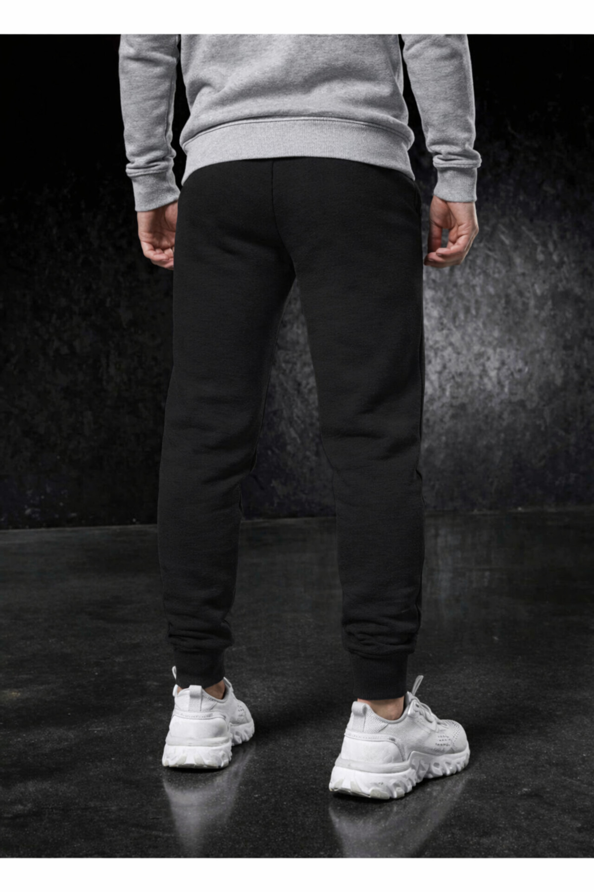 DEEPSENCE  Erkek Siyah Kışlık Pamuklu Eşofman Altı Slim Fit Dar Paça Jogger Black Baskılı - Görsel 4