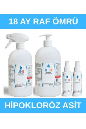 LET 19 Süper 4'lü Set Hipokloröz El/yüz/cilt Alkolsüz Antiseptik (1 L Sprey +...