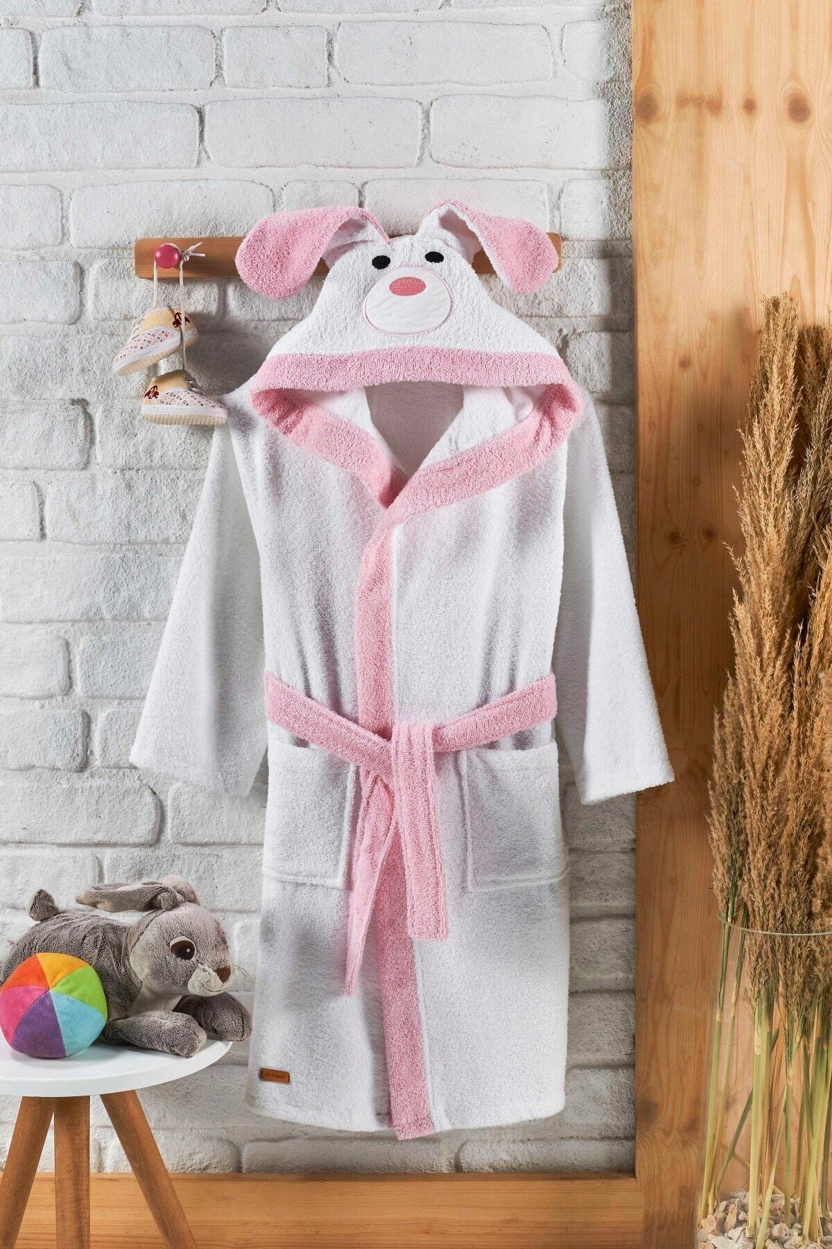 ELY PARKER Kapşonlu Çocuk Bornoz Pamuklu Su Emici Köpek Kız Bornozu fotoğrafı 2 (önizleme)