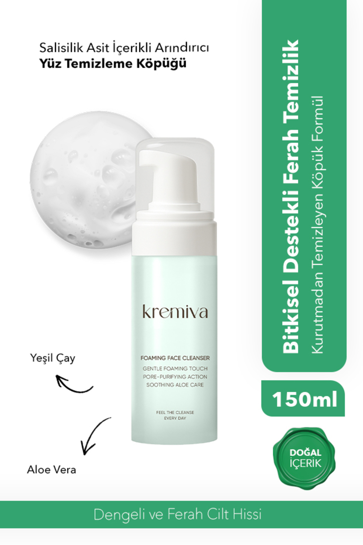 Kremiva Salisilik Asit İçerikli Arındırıcı Yüz Temizleme Köpüğü — KRV-FC-150