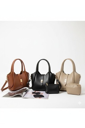 Scent Bag Kadın El Ve Omuz Çantası Cüzdanlı Set Yumuşak Deri Görünümlü Kilitl...