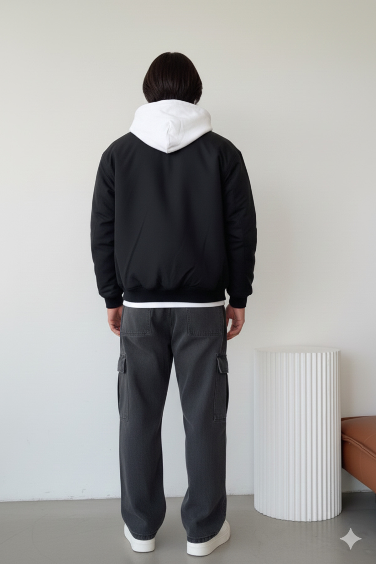 Cool mans Oversize Erkek Siyah Bomber Ceket - Su İtici Kumaş Mevsimlik Pilot Ceket görsel 6