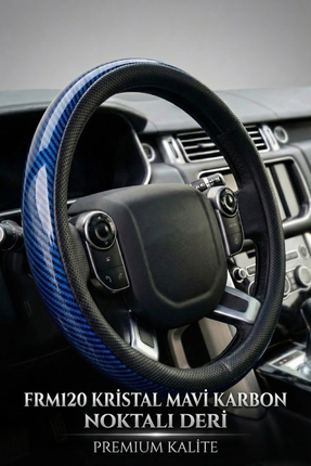 Form Geçmeli Oto Direksiyon Kılıfı 38cm %100 Kristal Karbon Mavi 1.Kalite Sun...