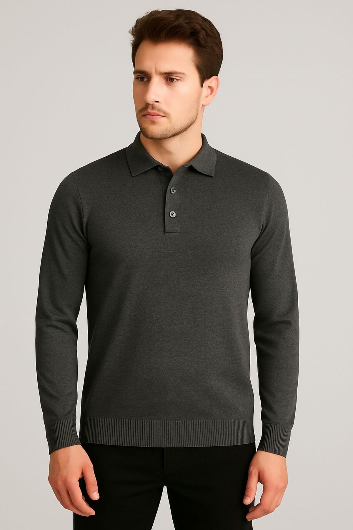 Baran Işık Half Fisherman Zipper Thin Wool Sweater Men's Casual