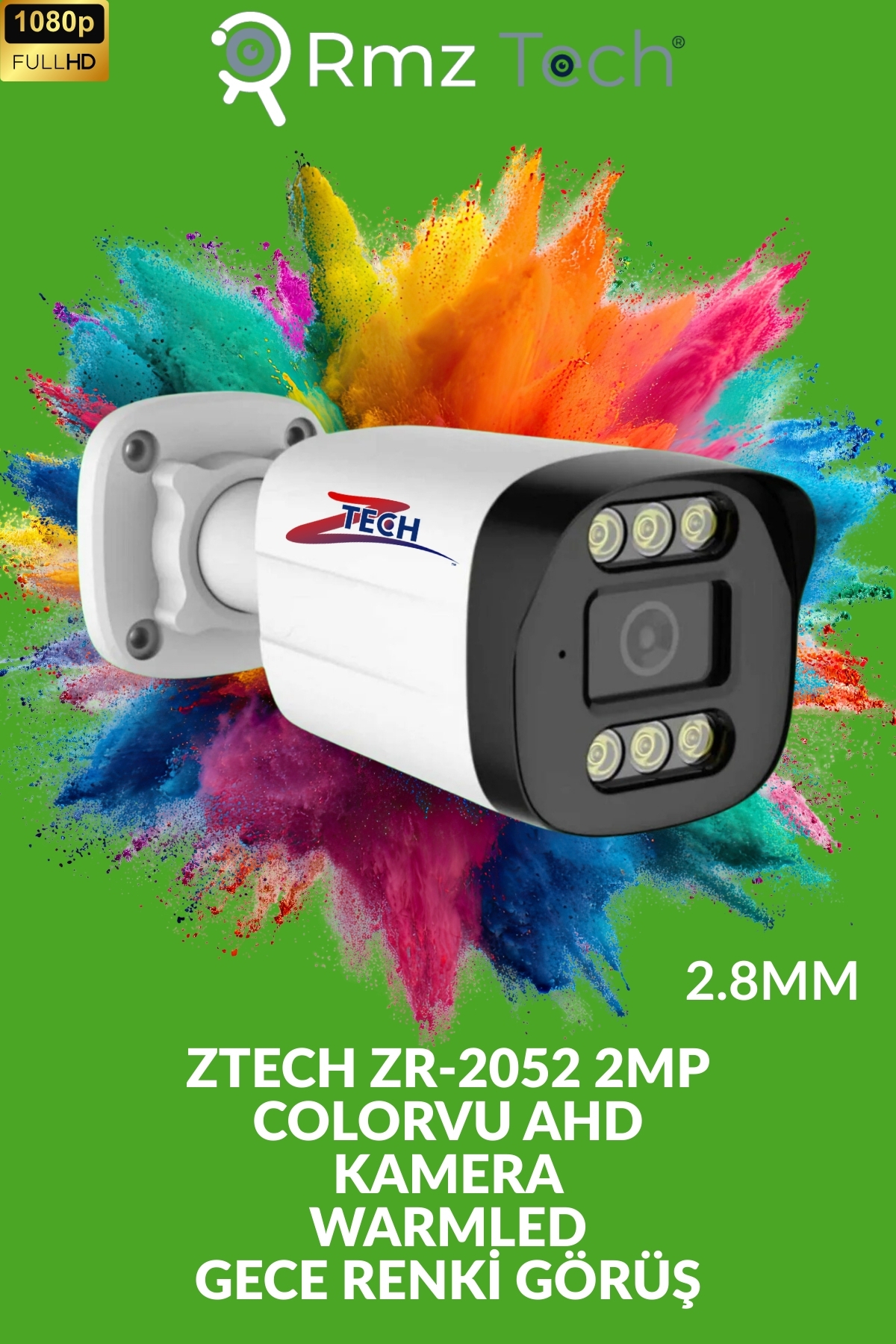 RMZTECH ZTECH 2MP 2.8MM GECE RENKLİ GÖRÜŞ COLORVU AHD GÜVENLİK