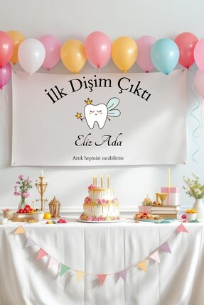 Puppetzzz Kişiye Özel Büyük Ebat Birinci Kalite Kumaş İlk Dişim Çıktı Duvar Ö...