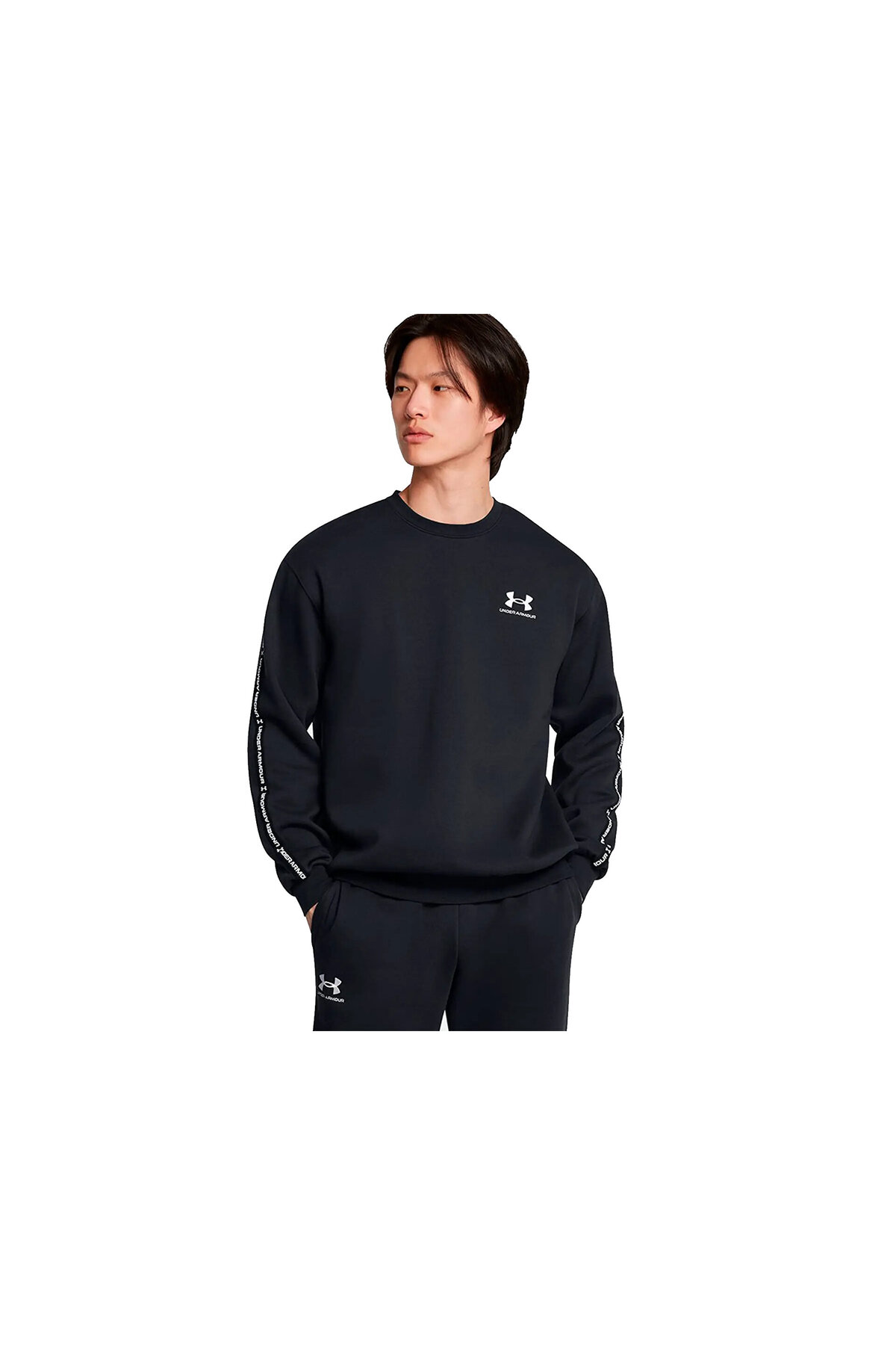 آندر آرمور سویشرت مردانه UA Icon Fleece Crew Taping مشکی کد 1389357-001