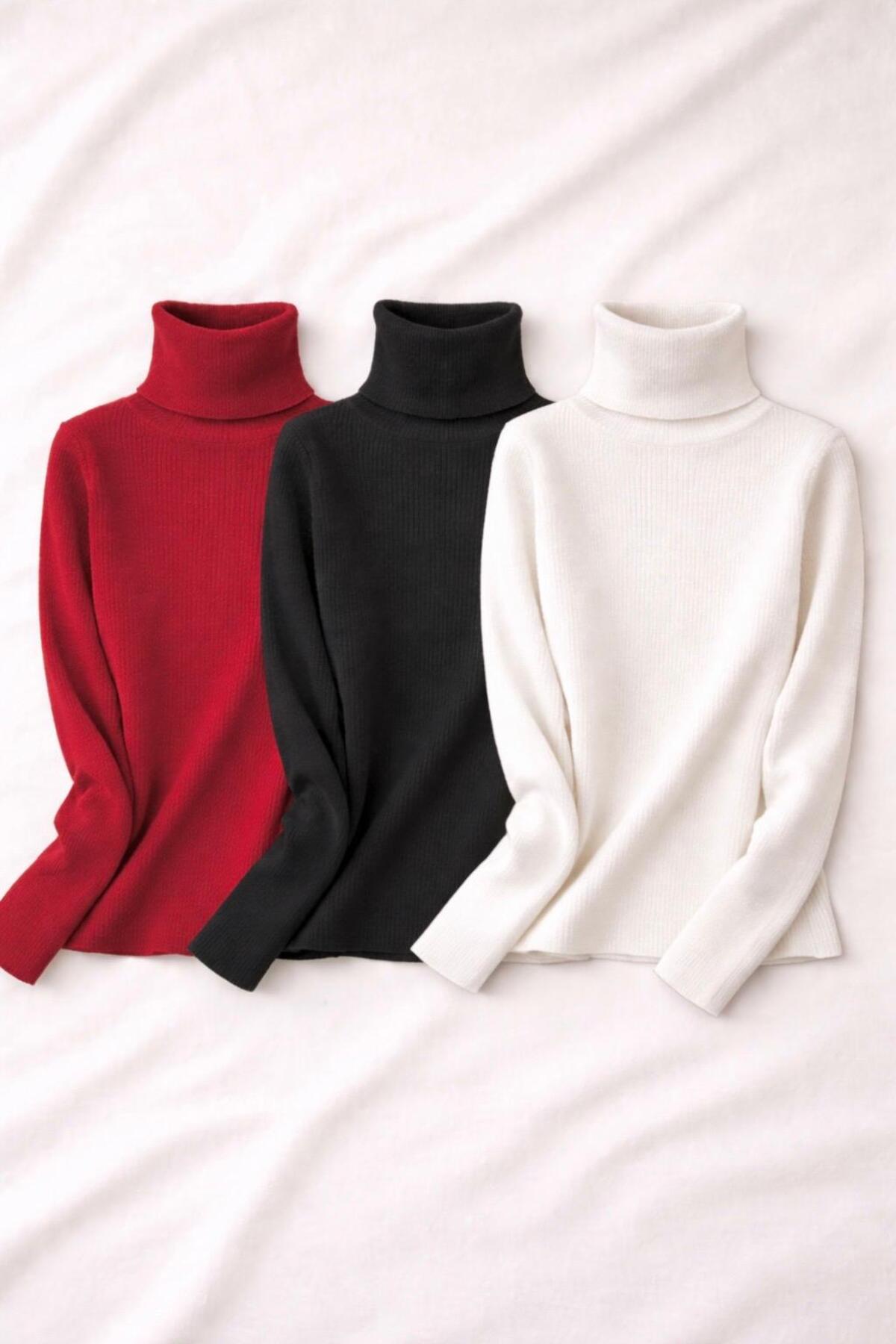 LUPERCUS Жіночий трикотажний светр з високим коміром, рибальським коміром і д...