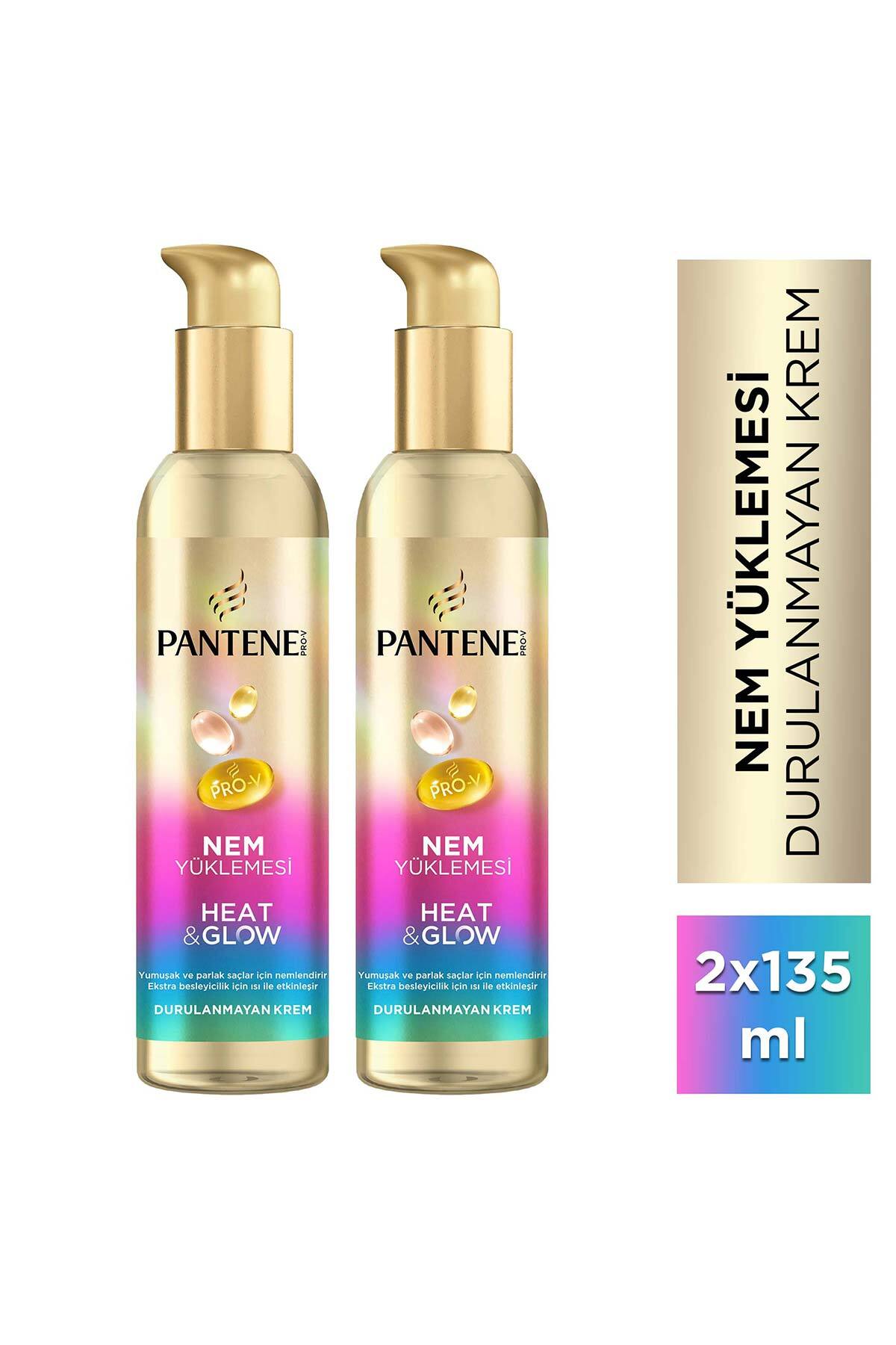 Pantene Nem Yüklemesi Heat & Glow Isıyla Aktifleşen Nem, Isı Koruyucu Durulanmayan Krem 135ml x 2 — 8681003002509