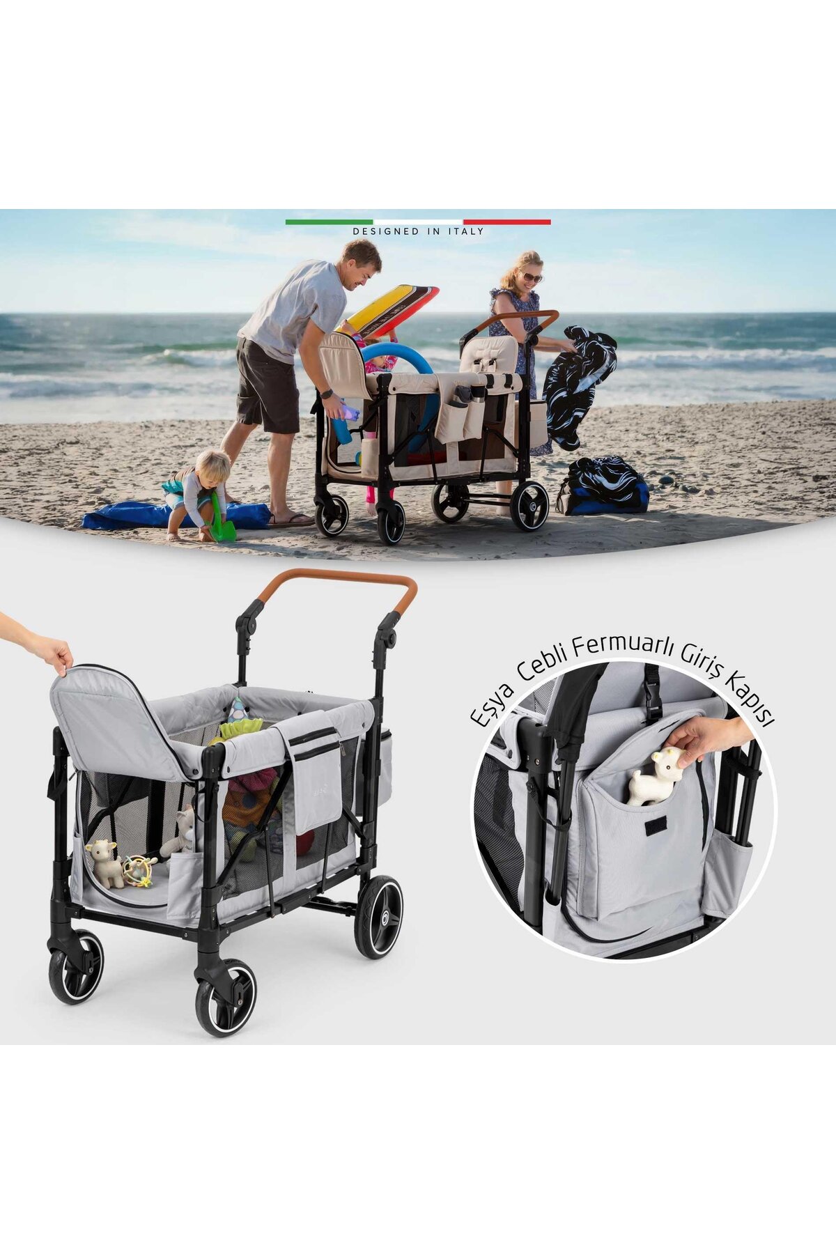 Elele Montagna XL Vagon Bebek Arabası Bej fotoğrafı 5 (önizleme)