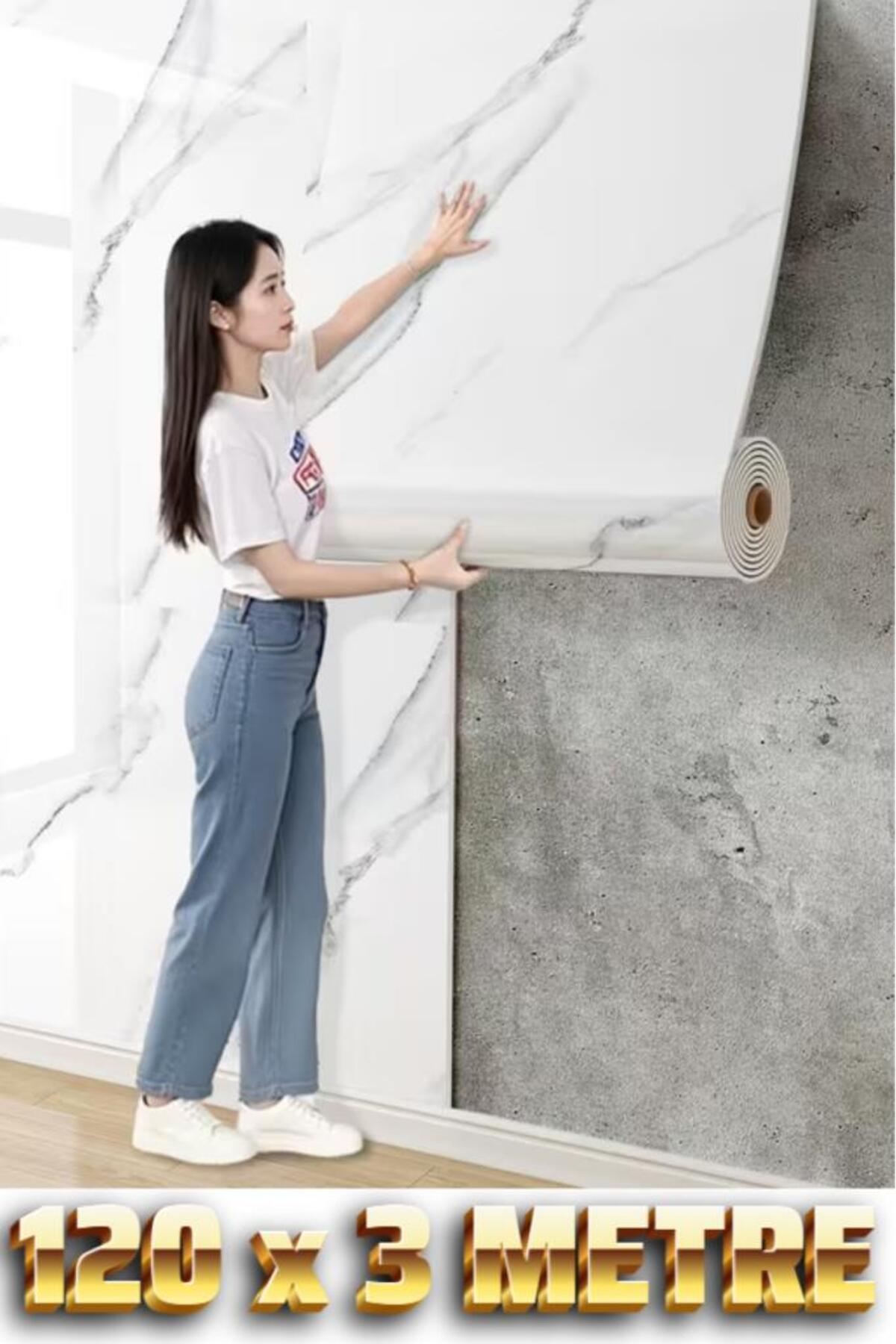 120cm x 3 Meter Roll Premium White Marble Pattern Adhesive Wall Panel Paper Home Office basic