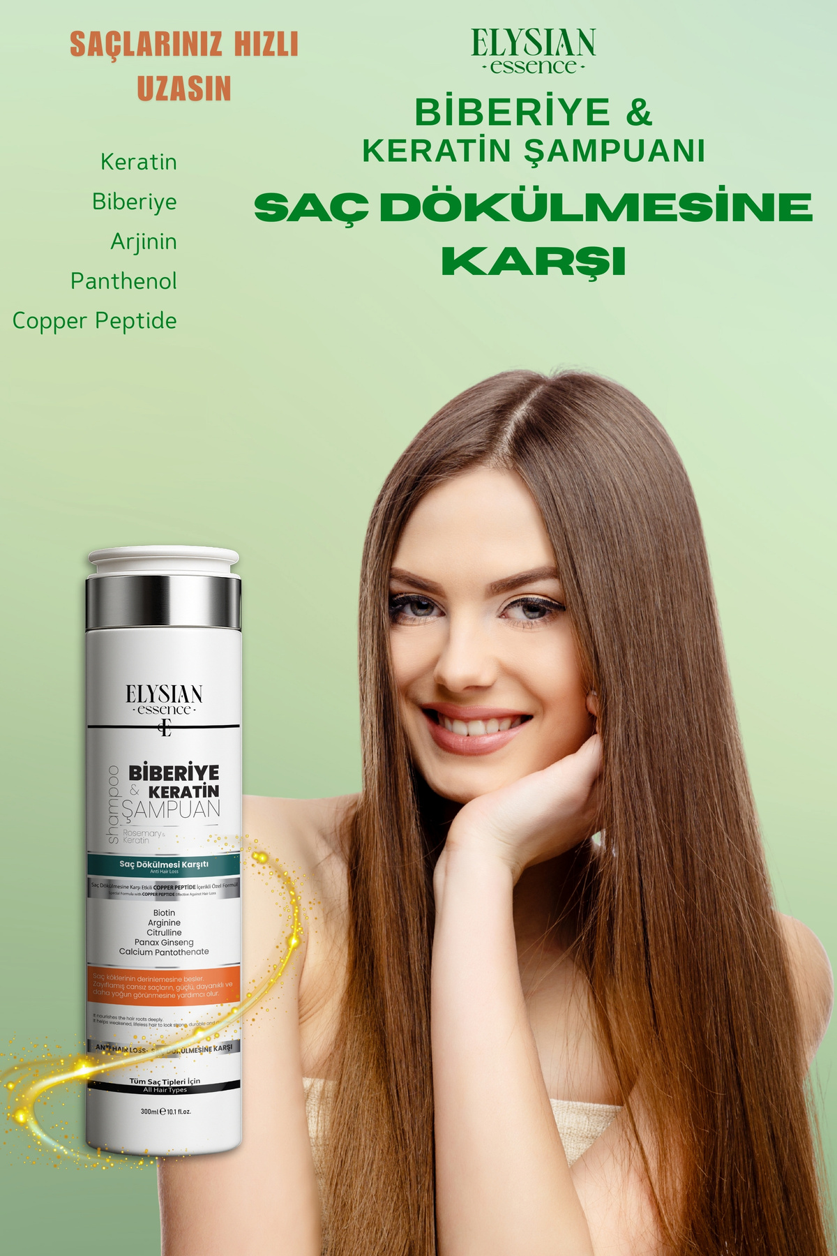 Biberiye & Keratin Şampuanı | Copper Peptidli Saç Bakımı | Saç Dökülmesi Karşıtı 300 ml — 4451 — تصویر 6 از 7