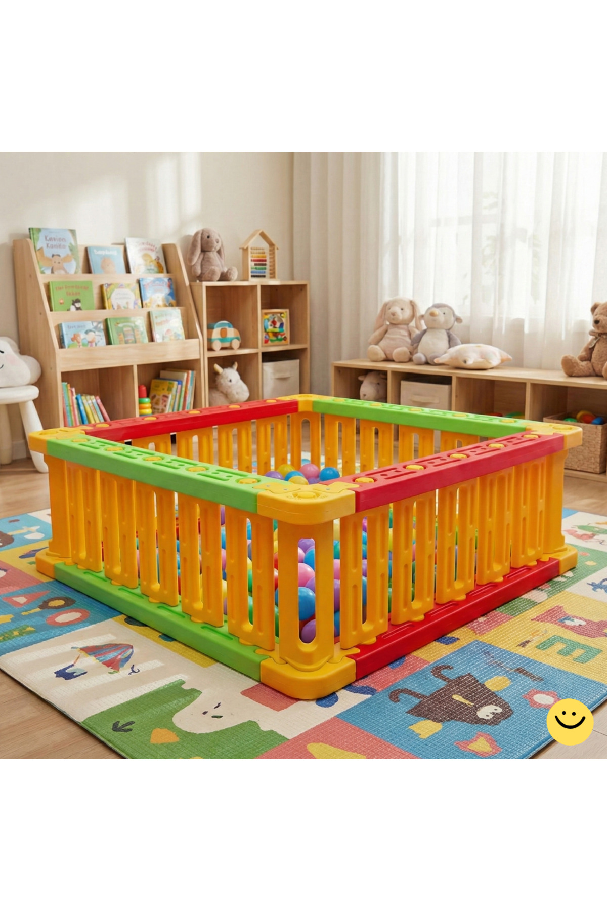 MUPARK Kare Top Havuzu 136 cm Kaydırak Uyumlu Çocuk Oyun Parkı Geniş Bahçe ve Ev Tipi fotoğrafı 2 (önizleme)