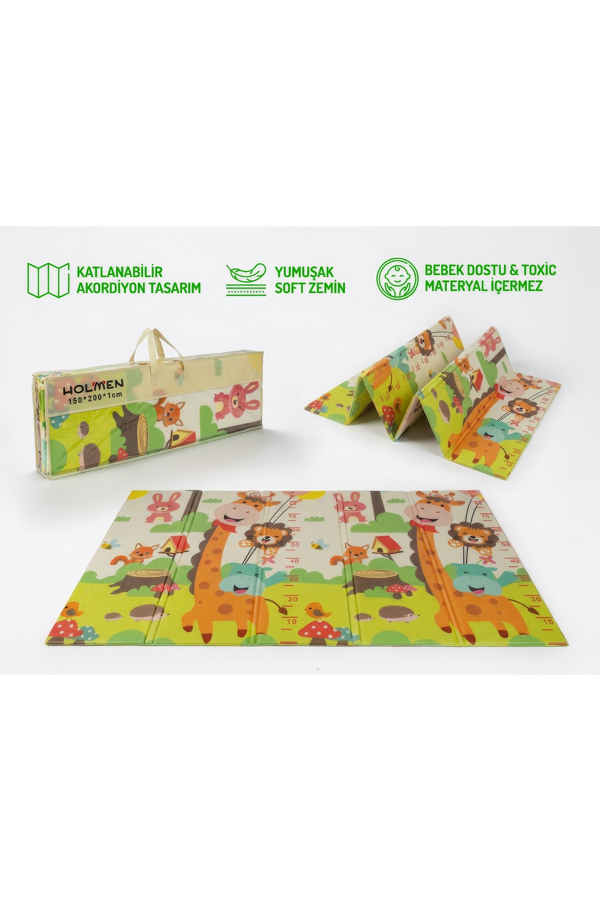 Holmen Katlanabilir Çift Taraflı Premium Oyun Matı - Halısı 150x200cm fotoğrafı 6 (önizleme)